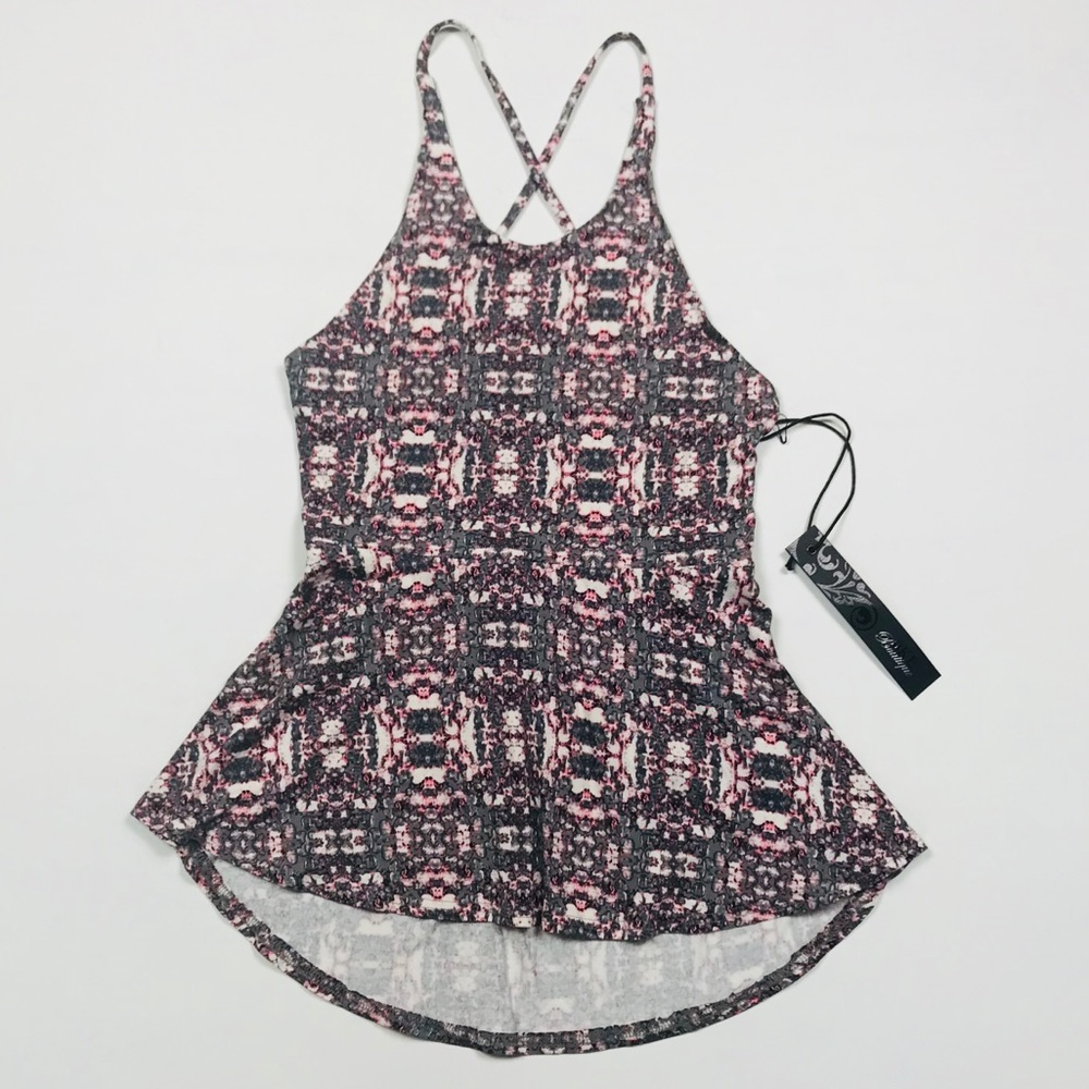 BKE Boutique Boho Cross Open Back Tank Top Aztec